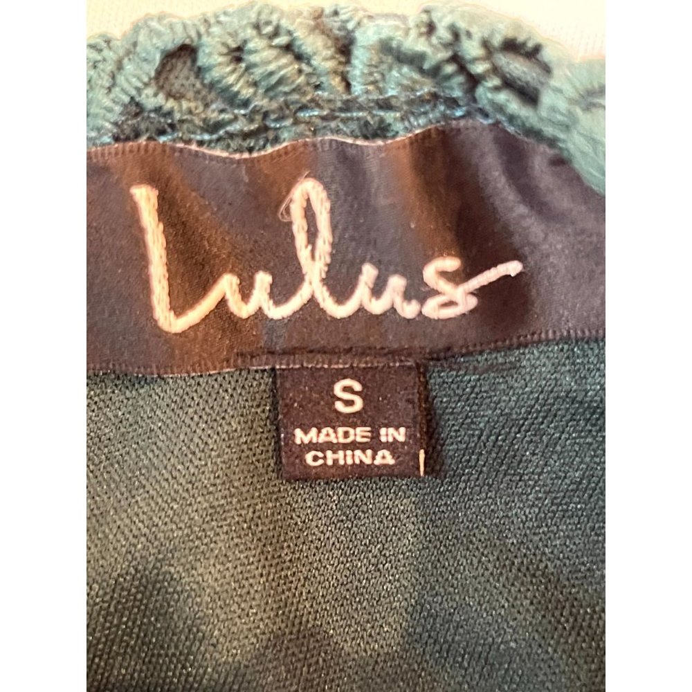 Lulus Womens Backless Lace Sheath Dress Short Sleeves Back Zip Green Size Small - Picture 9 of 11